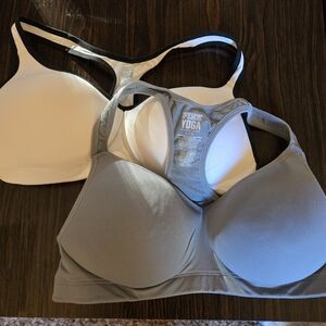 PINK Victoria's Secret White and Gray Sports Bras (Run Small!)